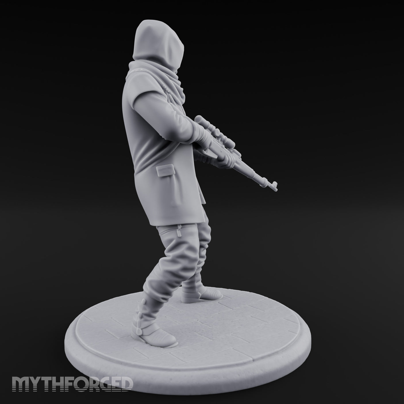 Rifle Stalking Human Resistance Fighter Miniature for Dungeons and Dragons, Pathfinder or other TTRPGs