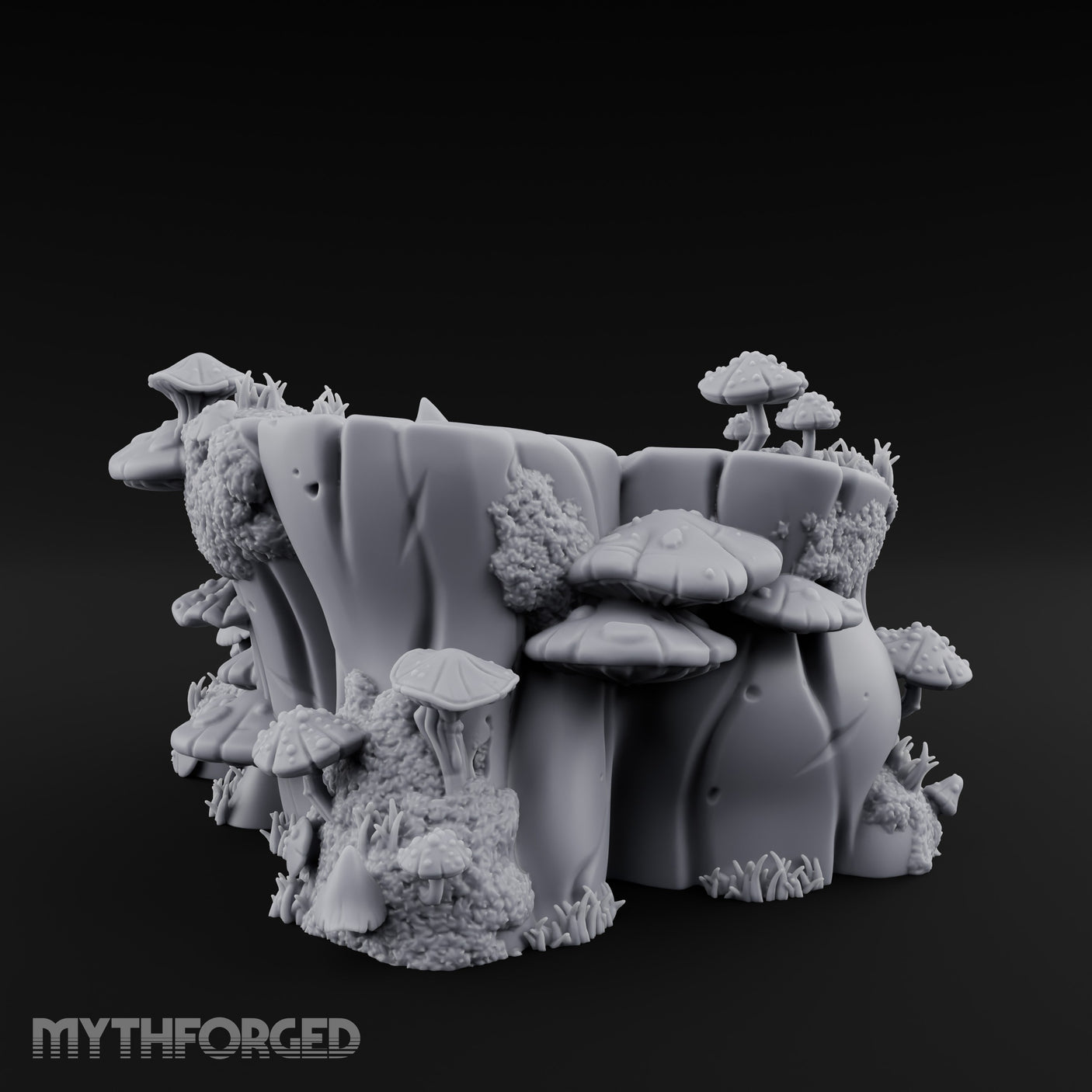Ring-Grained Fungus-Smothered Forest Stump Miniature for Dungeons and Dragons, Pathfinder or other TTRPGs