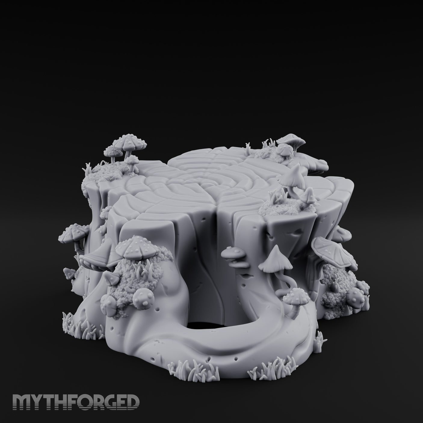 Ring-Grained Fungus-Smothered Forest Stump Miniature for Dungeons and Dragons, Pathfinder or other TTRPGs