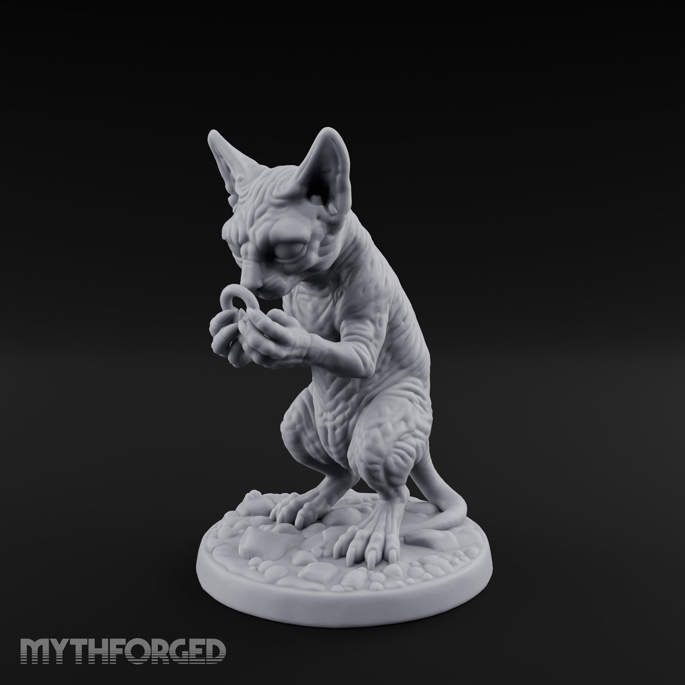 Ring Inspecting Tabaxi Familiar Miniature for Dungeons and Dragons, Pathfinder or other TTRPGs