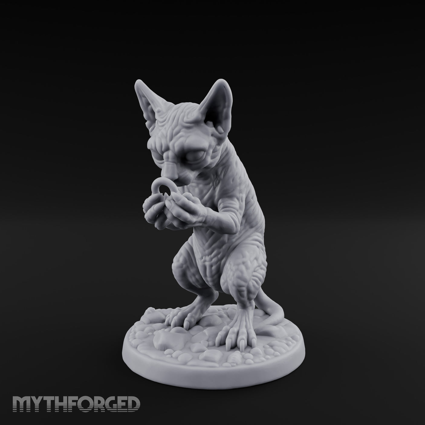 Ring Inspecting Tabaxi Familiar Miniature for Dungeons and Dragons, Pathfinder or other TTRPGs