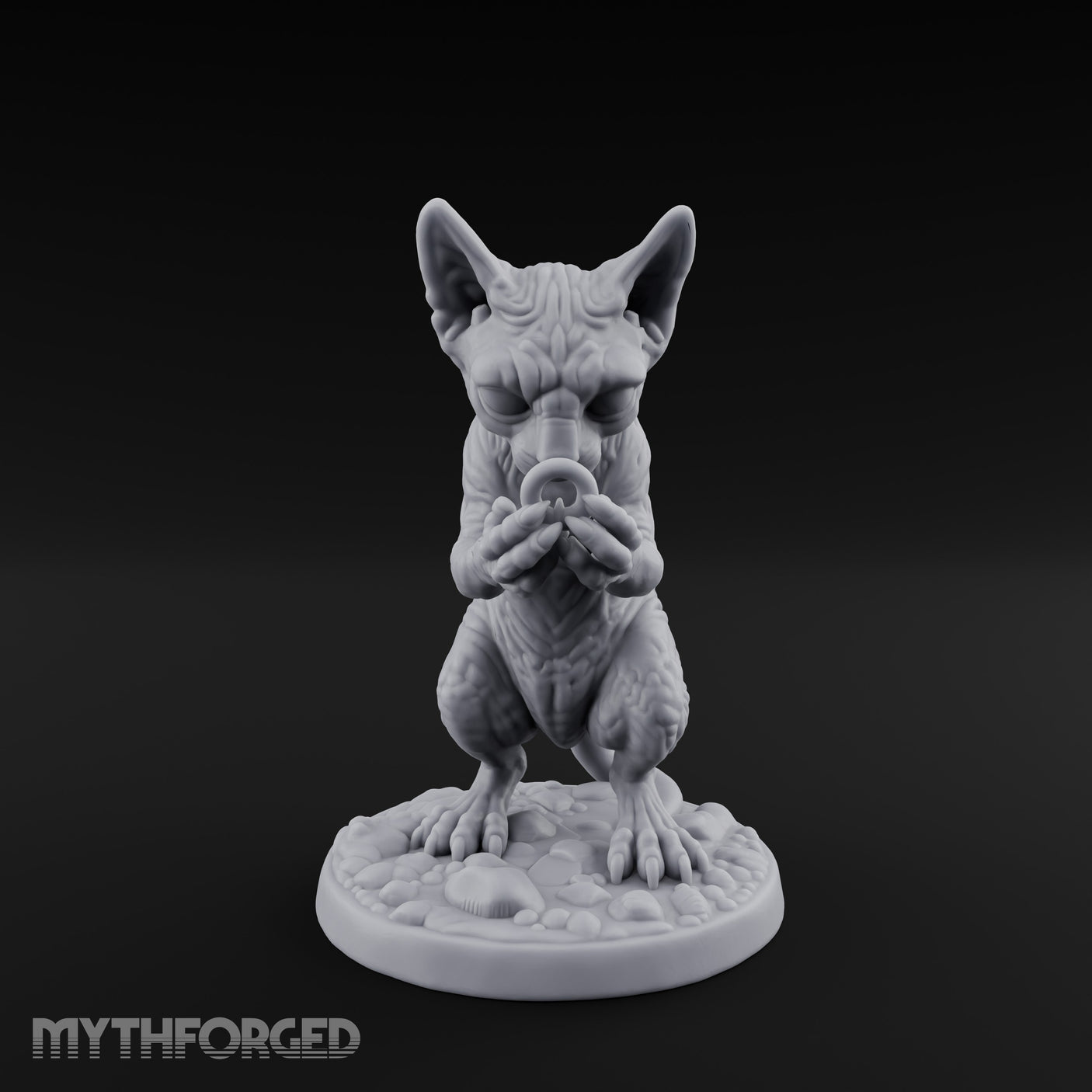 Ring Inspecting Tabaxi Familiar Miniature for Dungeons and Dragons, Pathfinder or other TTRPGs