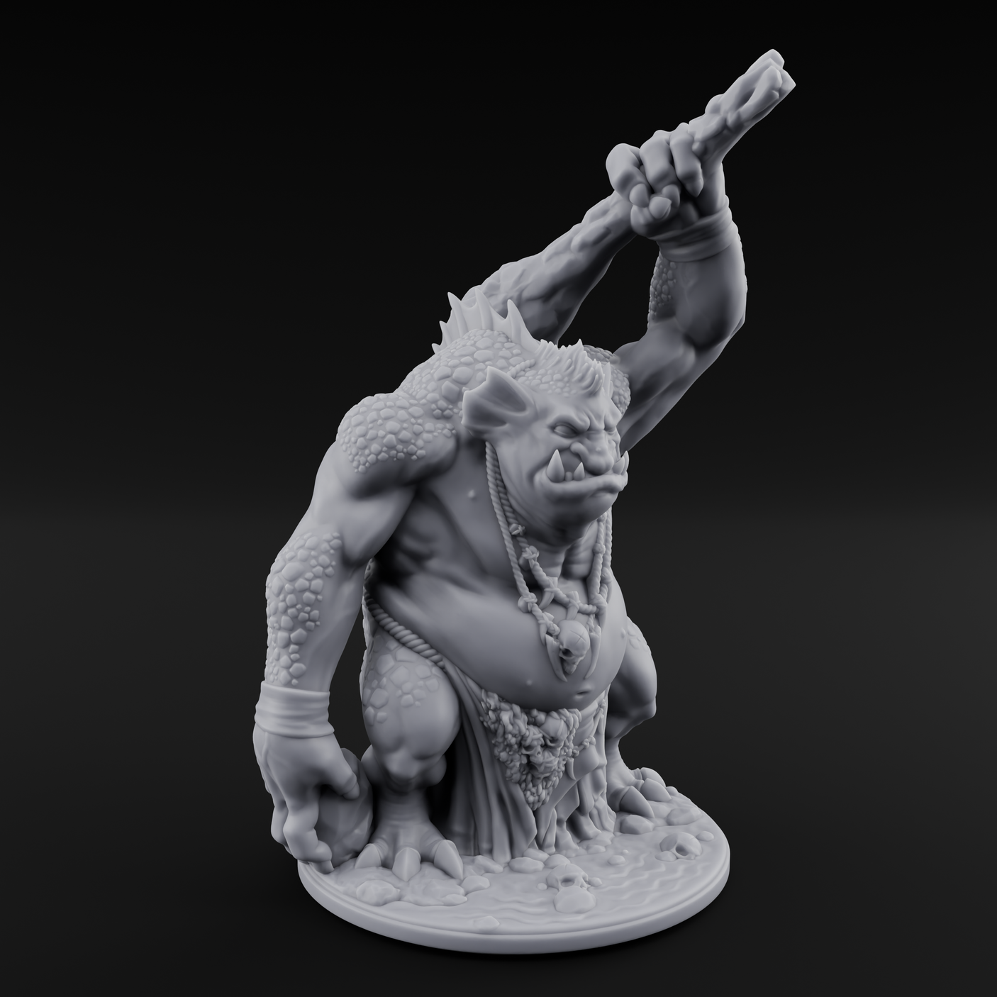Club Smashing Brute River Dweller Miniature for Dungeons and Dragons, Pathfinder or other TTRPGs