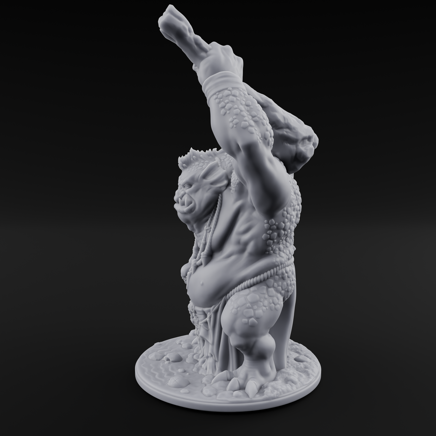 Club Smashing Brute River Dweller Miniature for Dungeons and Dragons, Pathfinder or other TTRPGs