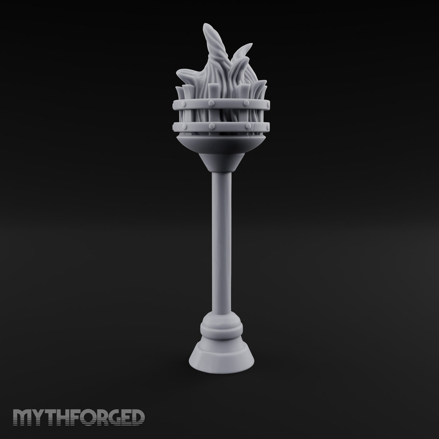 Rivet-Banded Flame-Surging Standing Torch Brazier Post