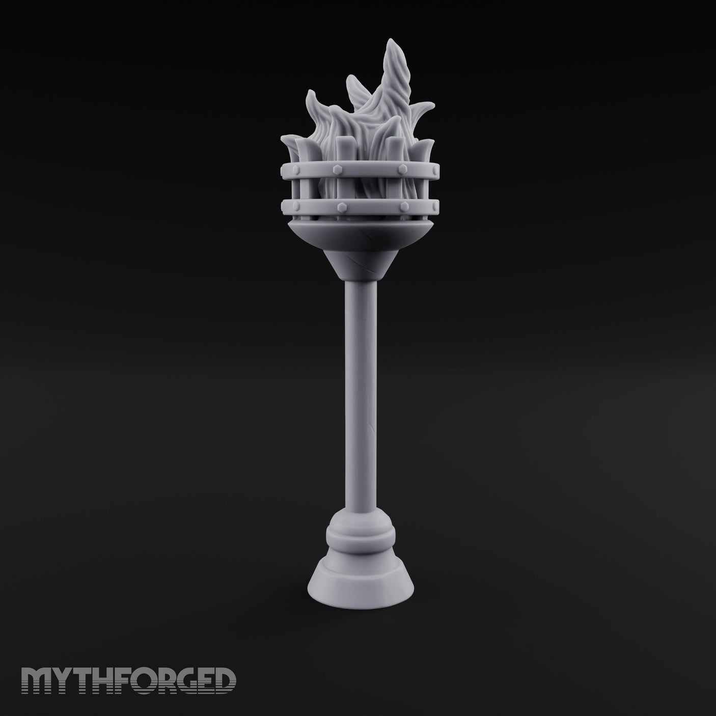 Rivet-Banded Flame-Surging Standing Torch Brazier Post gallery 3
