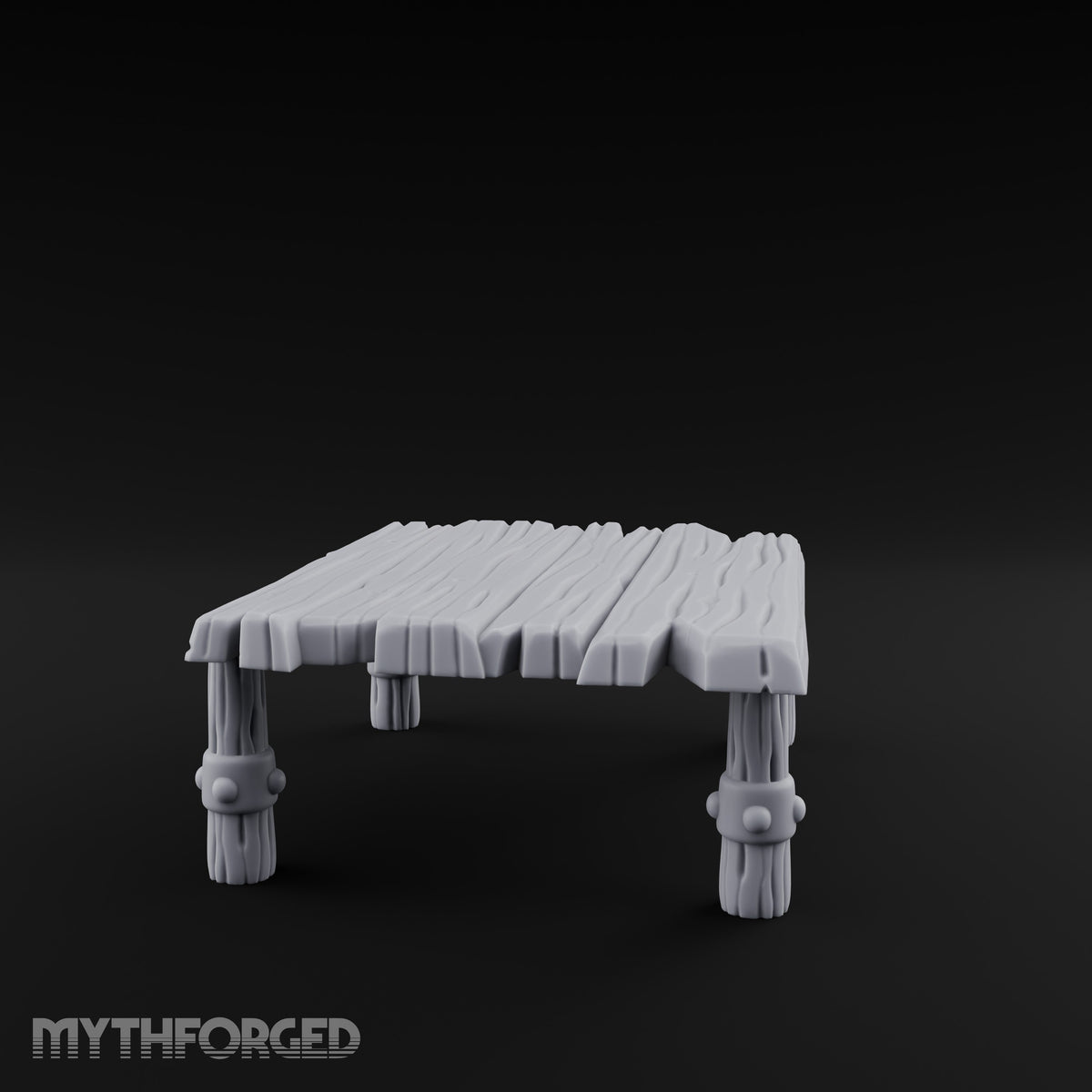 Rivet-Clasped Plank-Topped Tribal Square Table Miniature for Dungeons and Dragons, Pathfinder or other TTRPGs