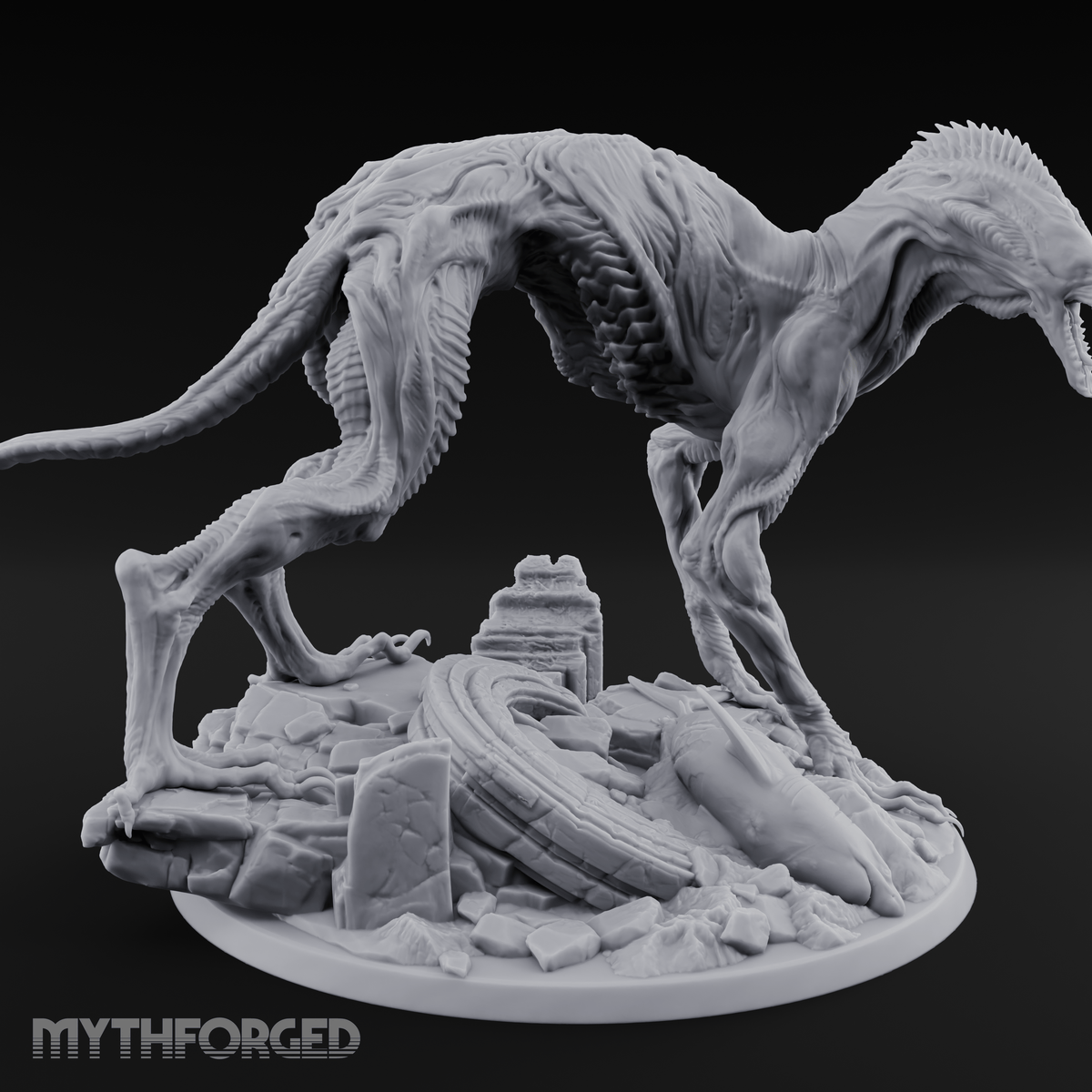 Coiled Over Wreckage R'yleh Sentinel Miniature for Dungeons and Dragons, Pathfinder or other TTRPGs