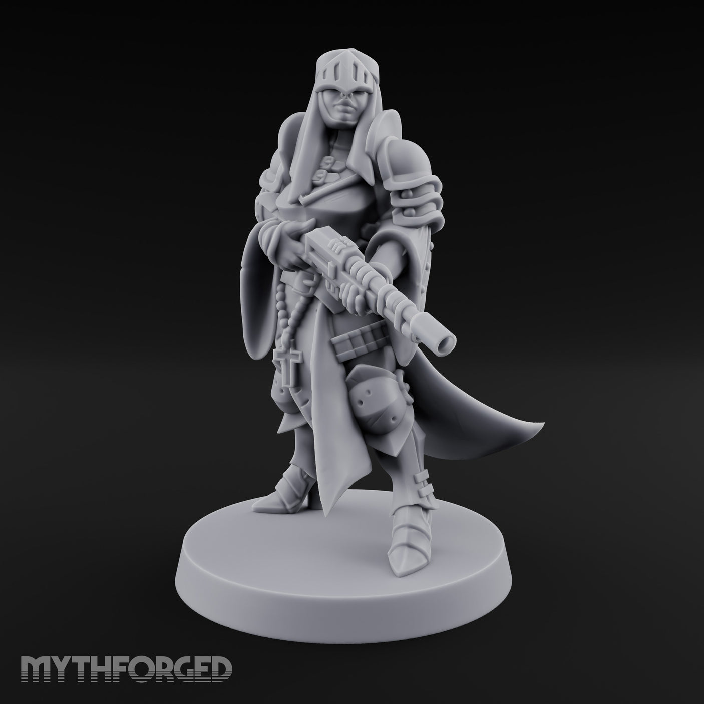 Robed Rifle Cradling Human Sniper Priestess — Helmet