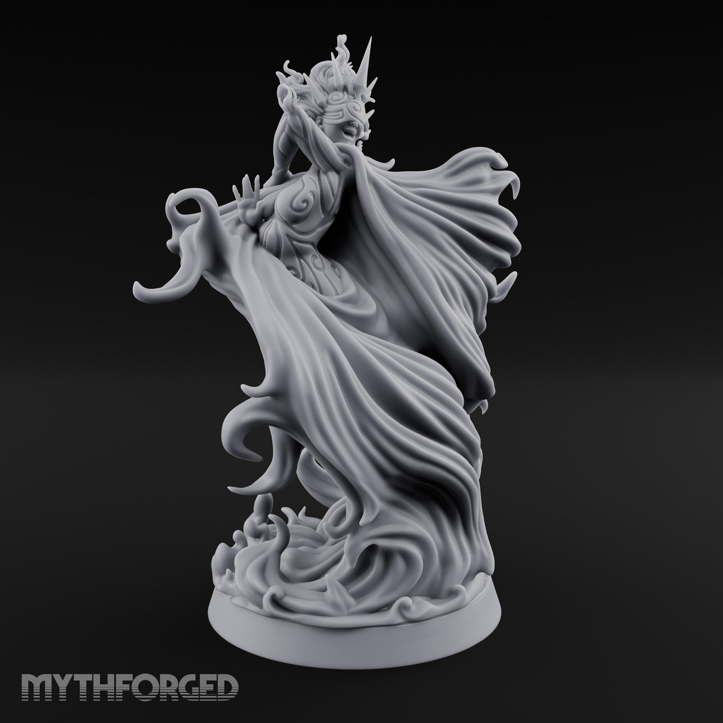 Robes Billowing Reaching Yuki-onna Miniature for Dungeons and Dragons, Pathfinder or other TTRPGs