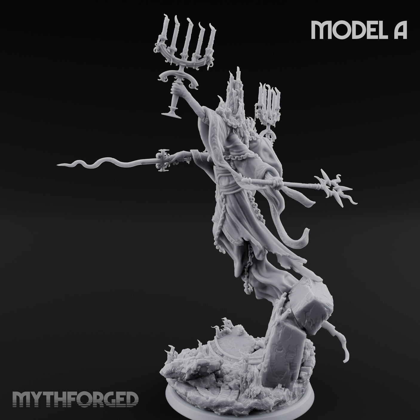 Robes Trailing Lich Shaman A Miniature for Dungeons and Dragons, Pathfinder or other TTRPGs