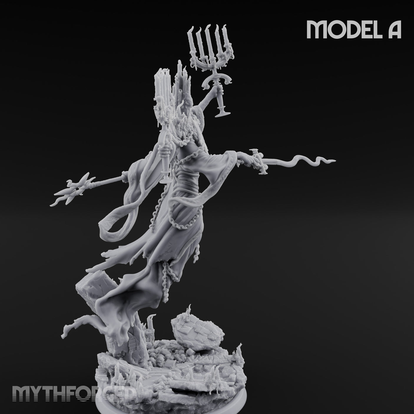 Robes Trailing Lich Shaman A Miniature for Dungeons and Dragons, Pathfinder or other TTRPGs
