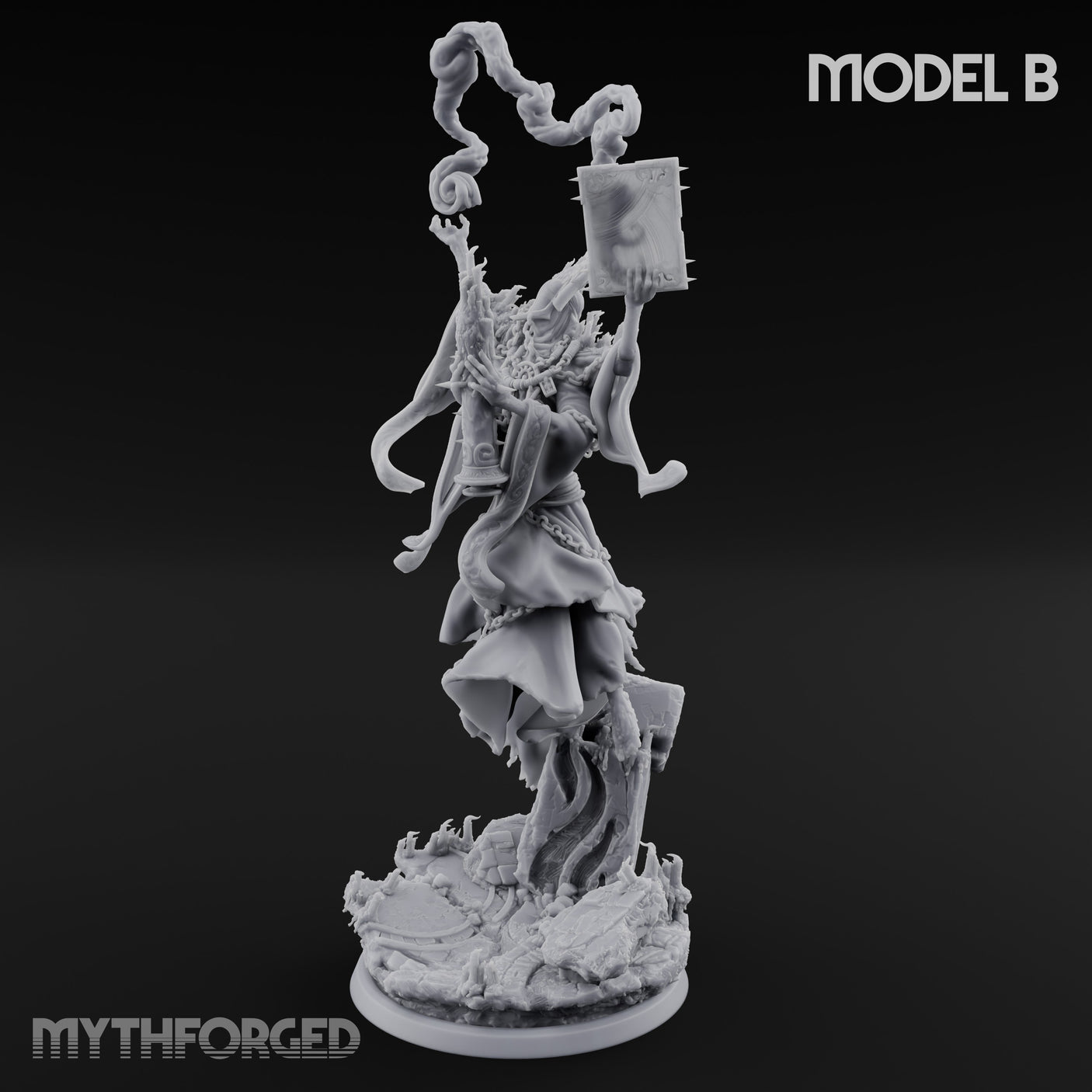 Robes Trailing Lich Shaman B Miniature for Dungeons and Dragons, Pathfinder or other TTRPGs
