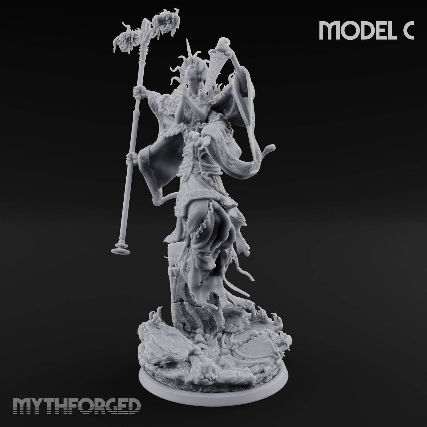 Robes Trailing Lich Shaman C Miniature for Dungeons and Dragons, Pathfinder or other TTRPGs