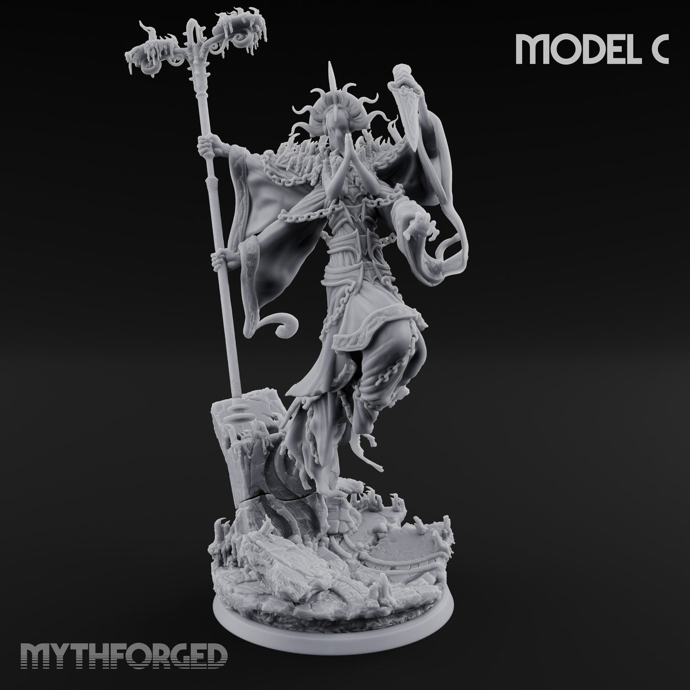Robes Trailing Lich Shaman C Miniature for Dungeons and Dragons, Pathfinder or other TTRPGs