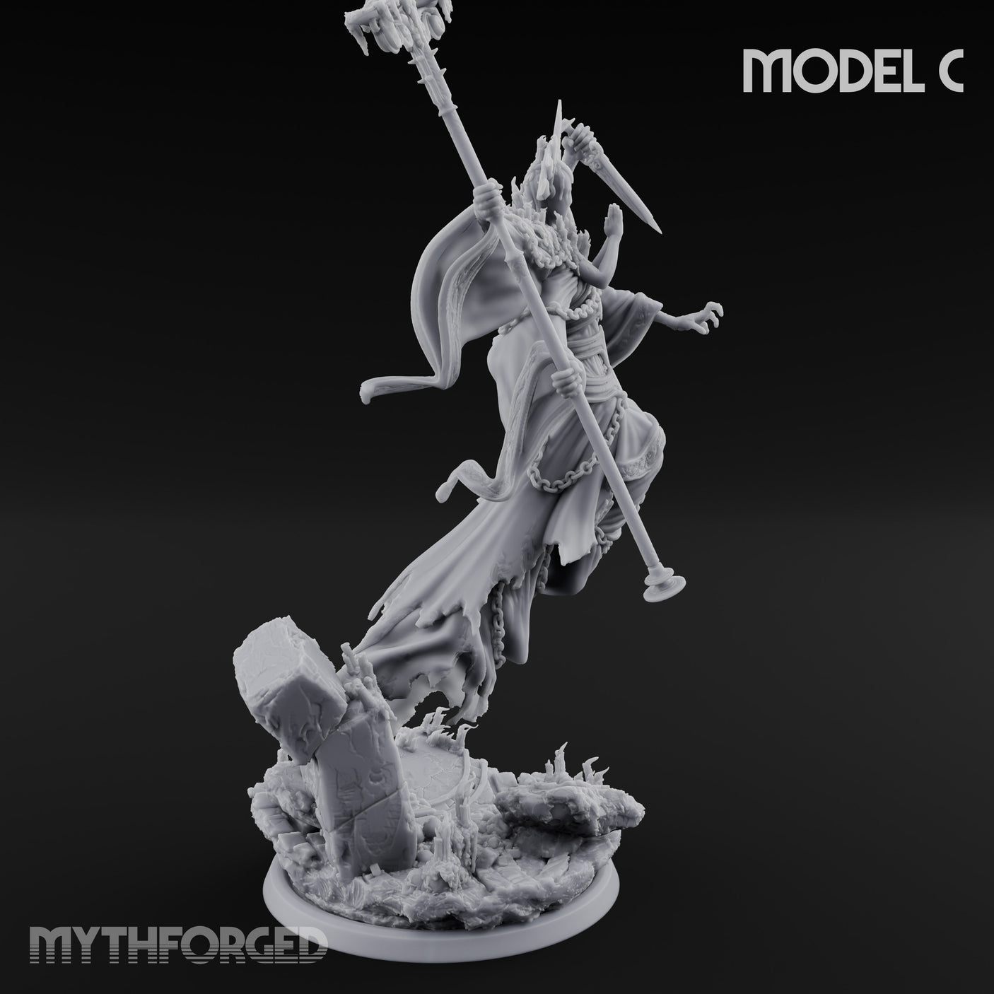 Robes Trailing Lich Shaman C Miniature for Dungeons and Dragons, Pathfinder or other TTRPGs