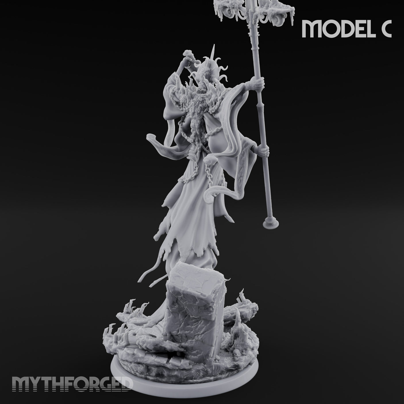 Robes Trailing Lich Shaman C Miniature for Dungeons and Dragons, Pathfinder or other TTRPGs