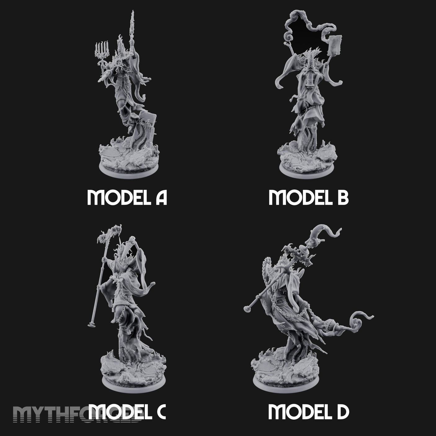 Robes Trailing Lich Shamans Miniature for Dungeons and Dragons, Pathfinder or other TTRPGs