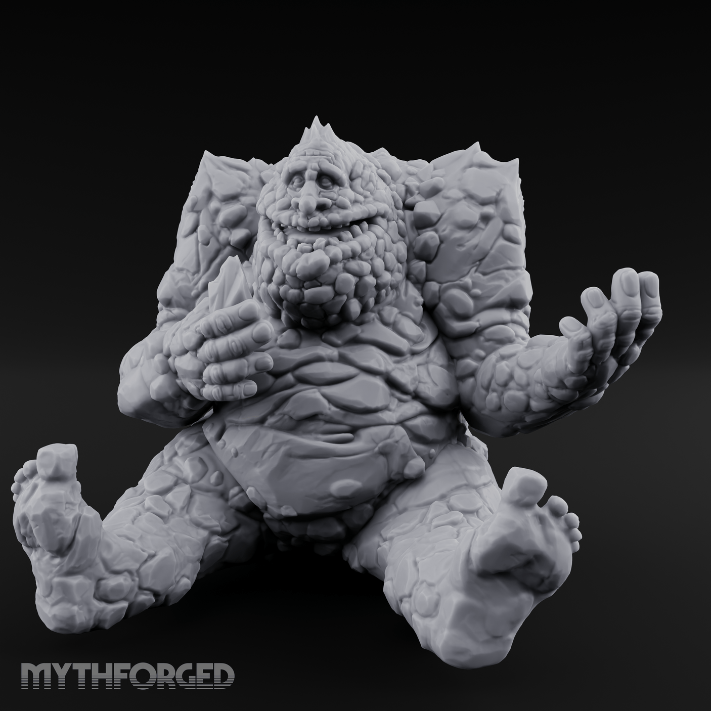 Palms Out Bellowing Happy Troll Miniature for Dungeons and Dragons, Pathfinder or other TTRPGs
