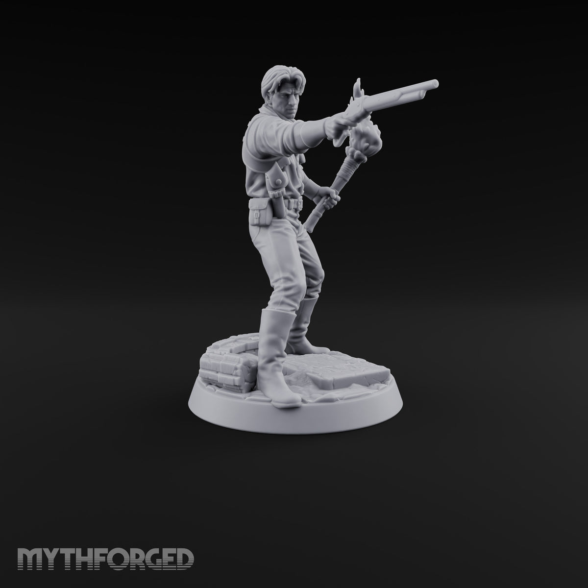 Torchlit Aim Human Gunslinger Miniature for Dungeons and Dragons, Pathfinder or other TTRPGs