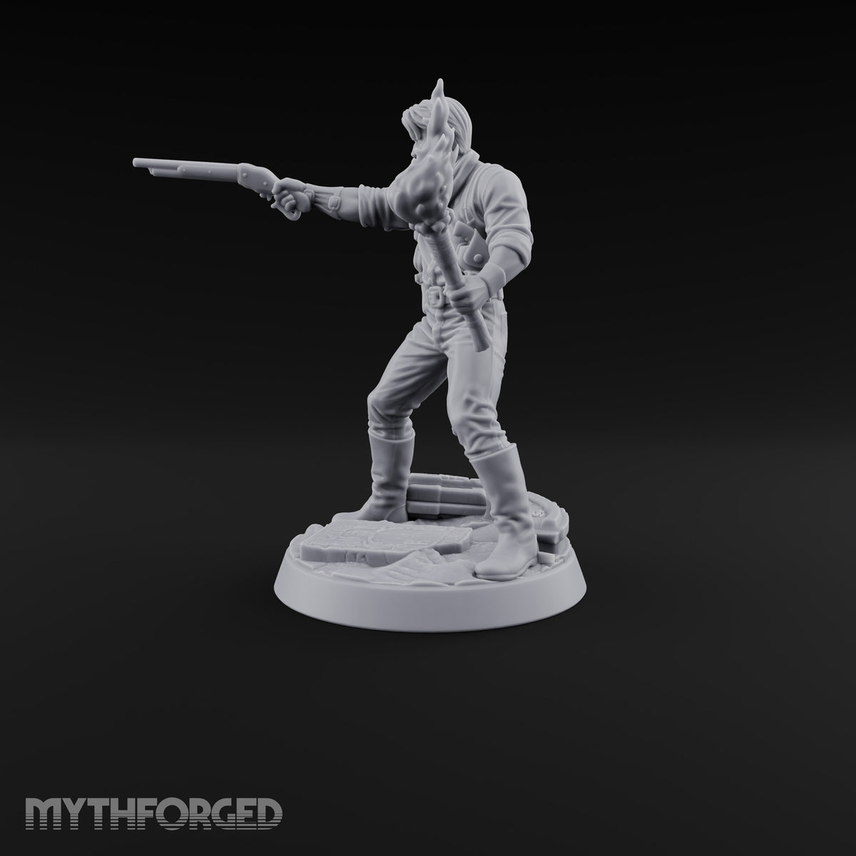 Torchlit Aim Human Gunslinger Miniature for Dungeons and Dragons, Pathfinder or other TTRPGs
