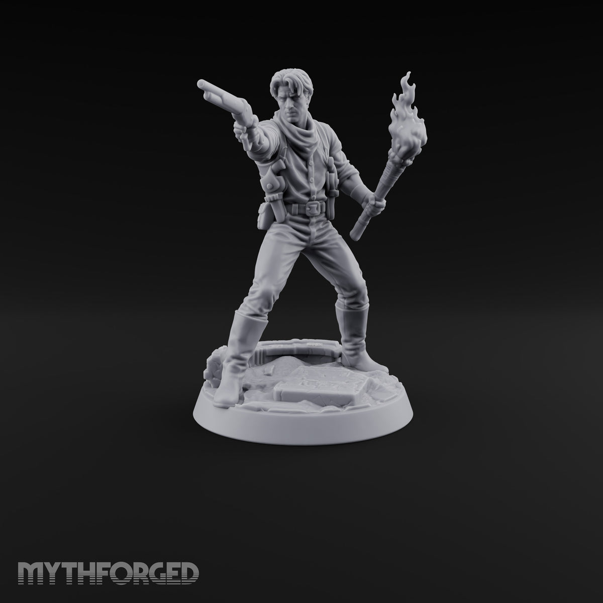 Torchlit Aim Human Gunslinger Miniature for Dungeons and Dragons, Pathfinder or other TTRPGs