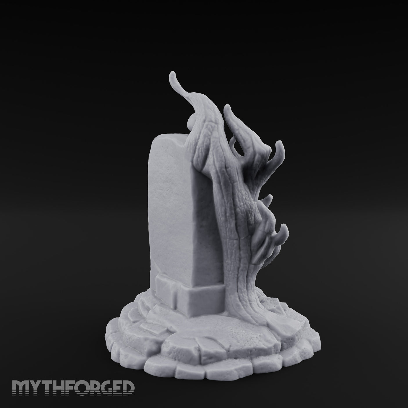 Root-Clutched Skull-Crowned Gravestone Miniature for Dungeons and Dragons, Pathfinder or other TTRPGs