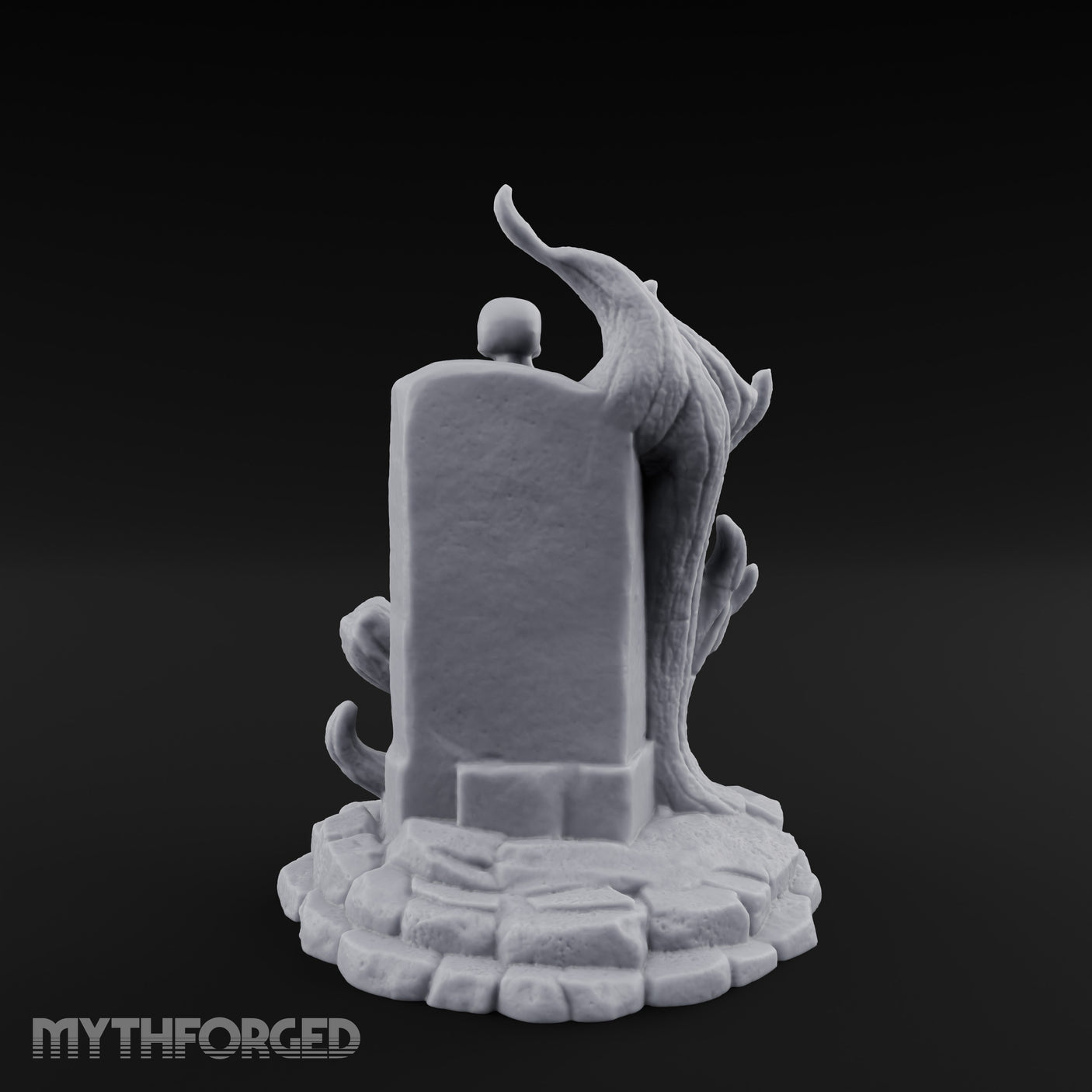 Root-Clutched Skull-Crowned Gravestone Miniature for Dungeons and Dragons, Pathfinder or other TTRPGs