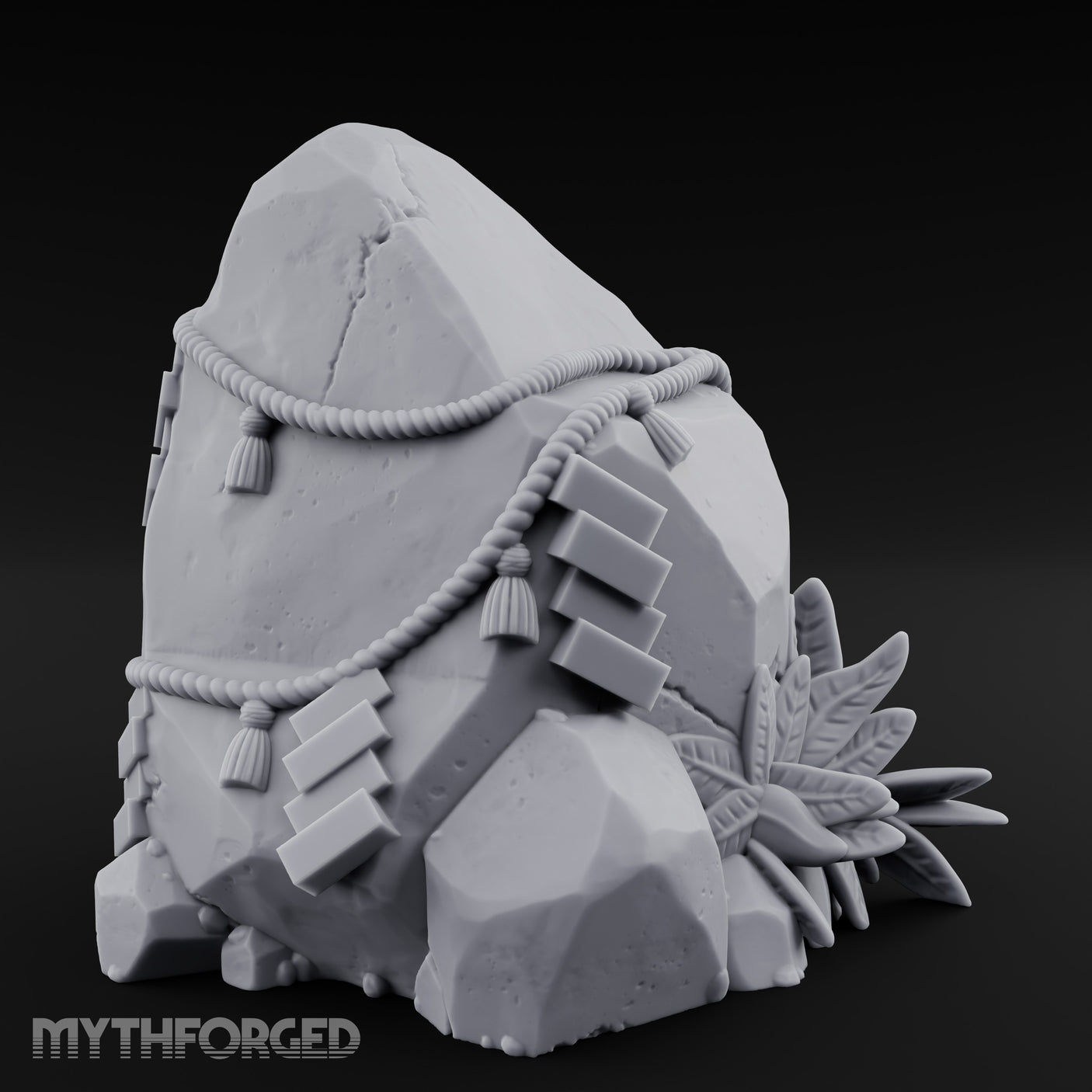 Rope-Bound Leaf-Cradled Sacred Standing Stone Altar gallery 2