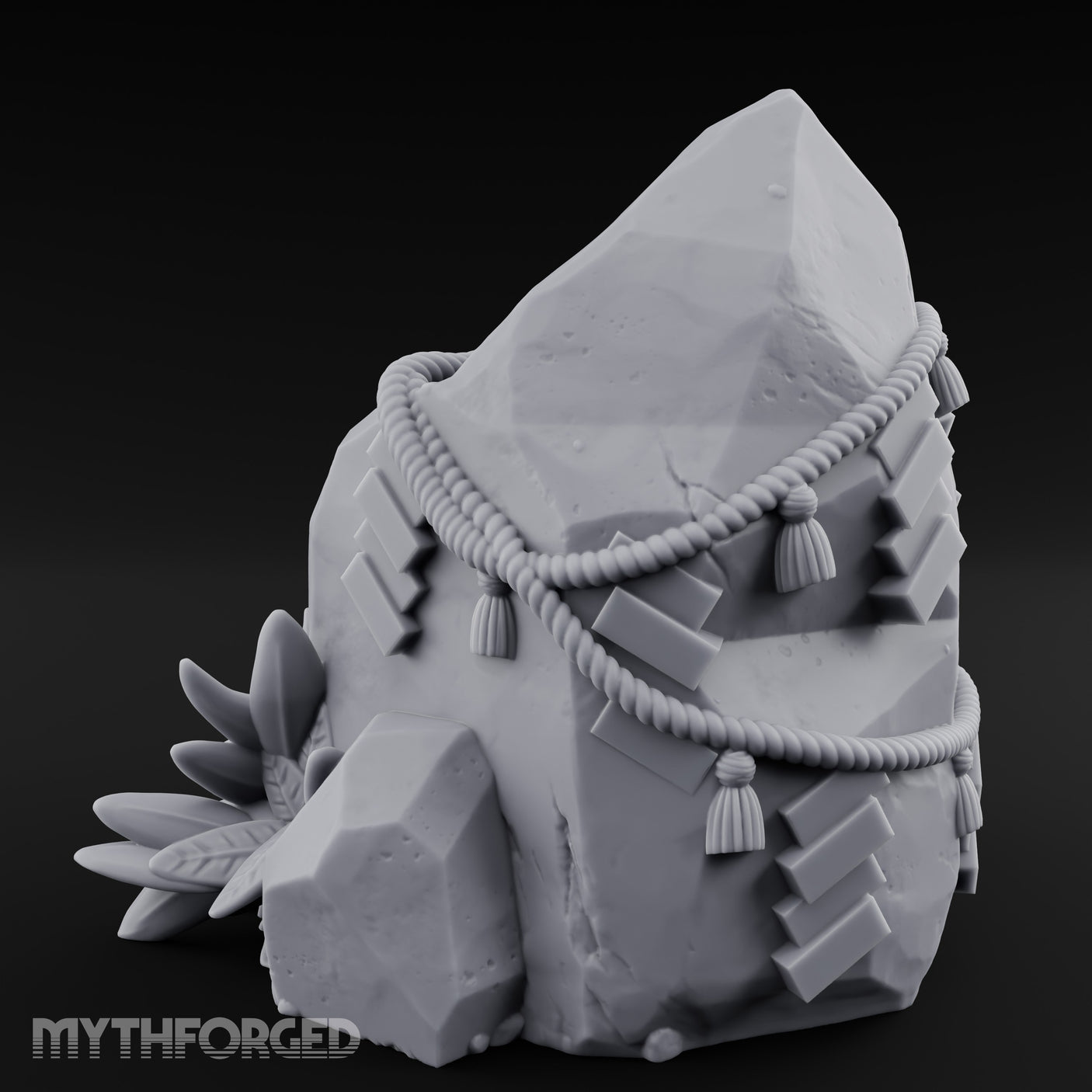Rope-Bound Leaf-Cradled Sacred Standing Stone Altar gallery 6
