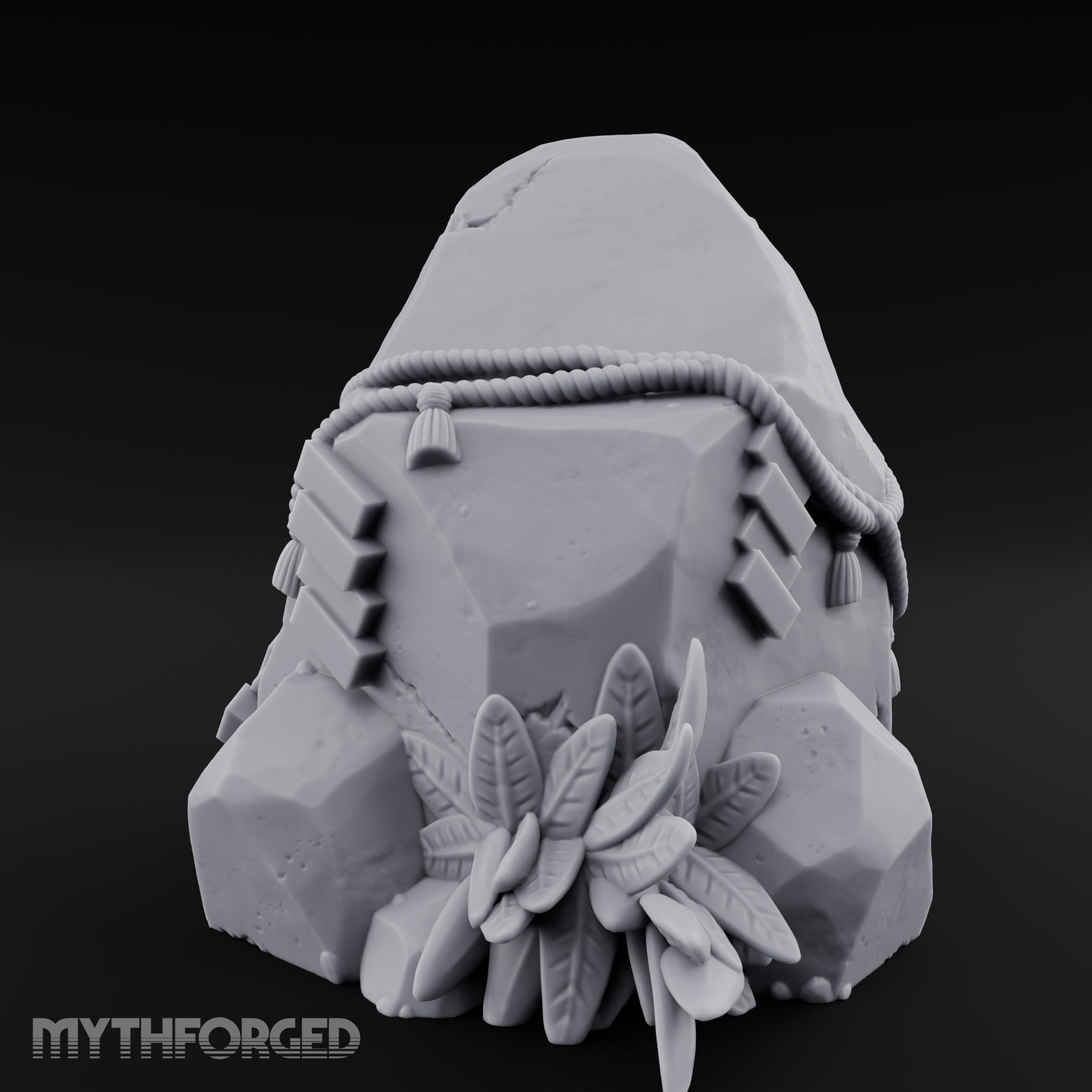 Rope-Bound Leaf-Cradled Sacred Standing Stone Altar gallery 8