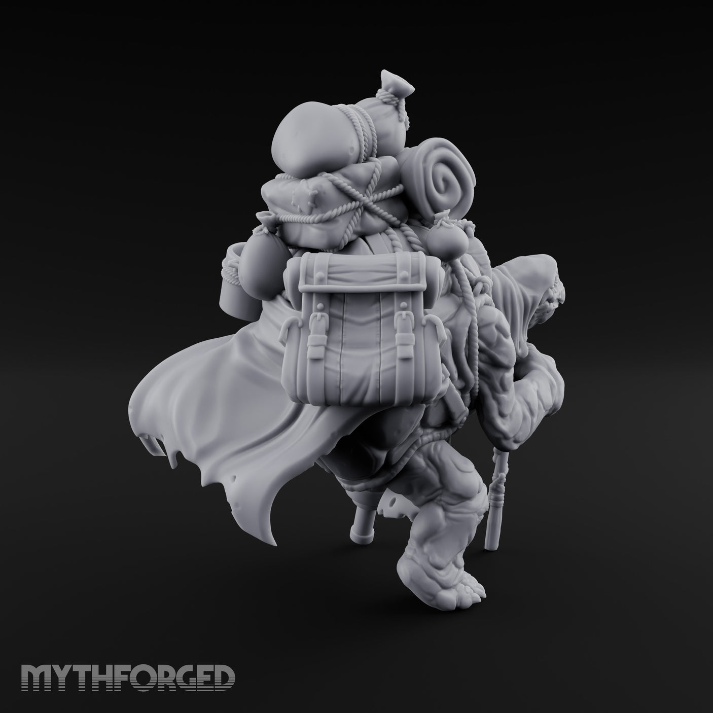 Rope-Bound Pack-Laden Tortle Traveller Miniature for Dungeons and Dragons, Pathfinder or other TTRPGs