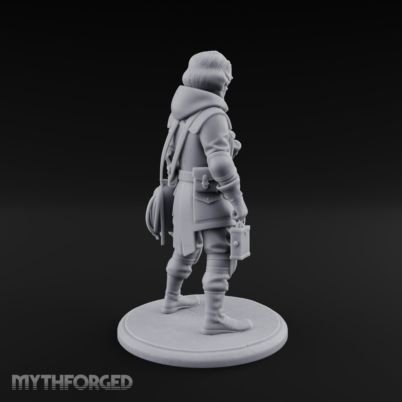 Rope Coiling Human Resistance Fighter Miniature for Dungeons and Dragons, Pathfinder or other TTRPGs