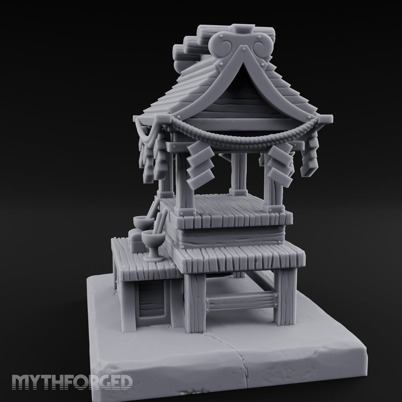 Rope-Draped Offering-Bowled Japanese Wayside Shrine gallery 7