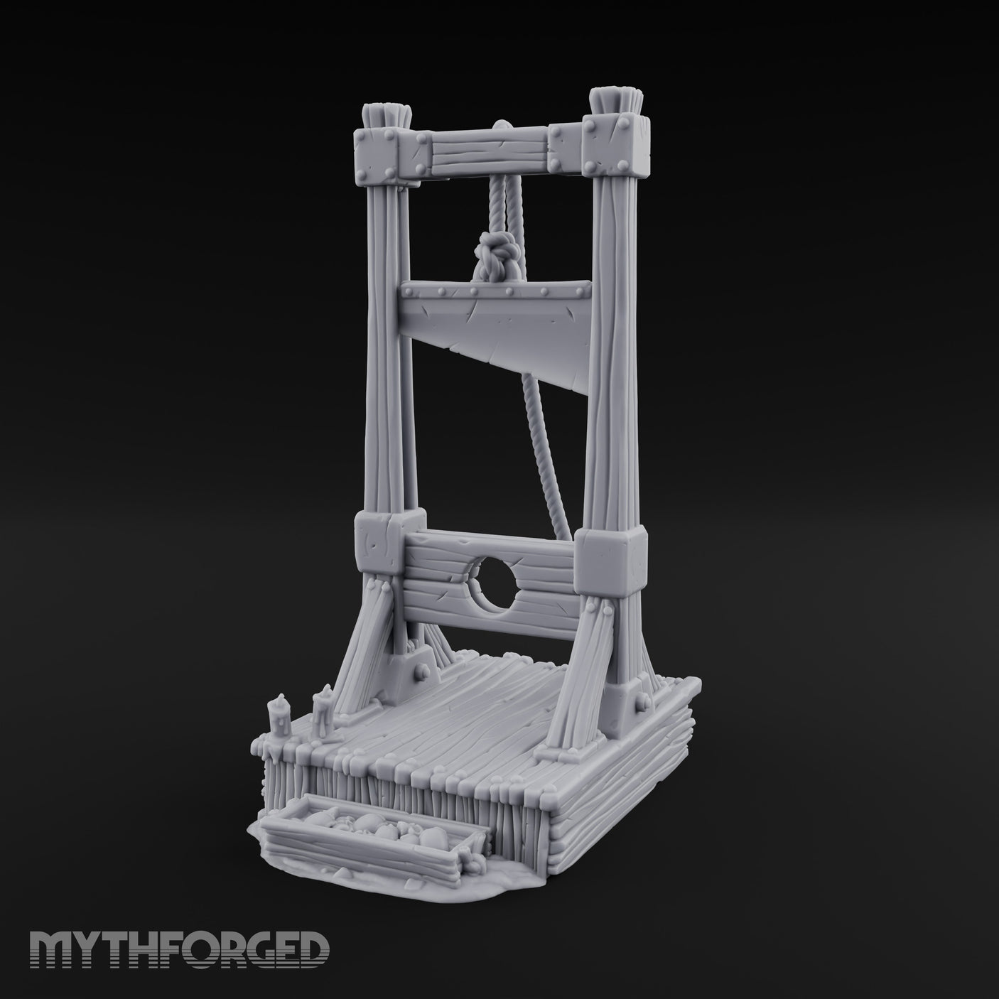 Rope-Hung Plank-Platformed Guillotine Execution Block Miniature for Dungeons and Dragons, Pathfinder or other TTRPGs