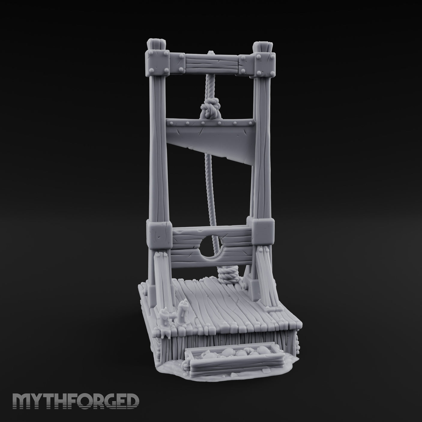 Rope-Hung Plank-Platformed Guillotine Execution Block Miniature for Dungeons and Dragons, Pathfinder or other TTRPGs