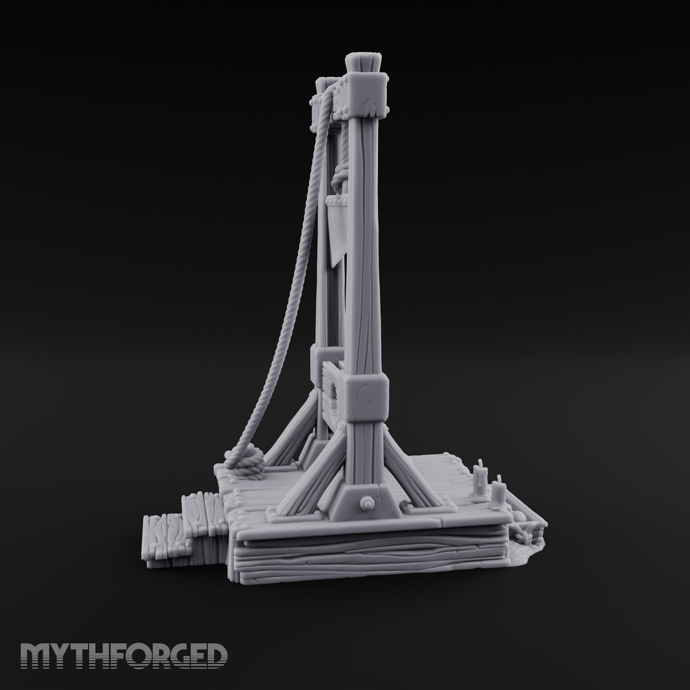 Rope-Hung Plank-Platformed Guillotine Execution Block Miniature for Dungeons and Dragons, Pathfinder or other TTRPGs
