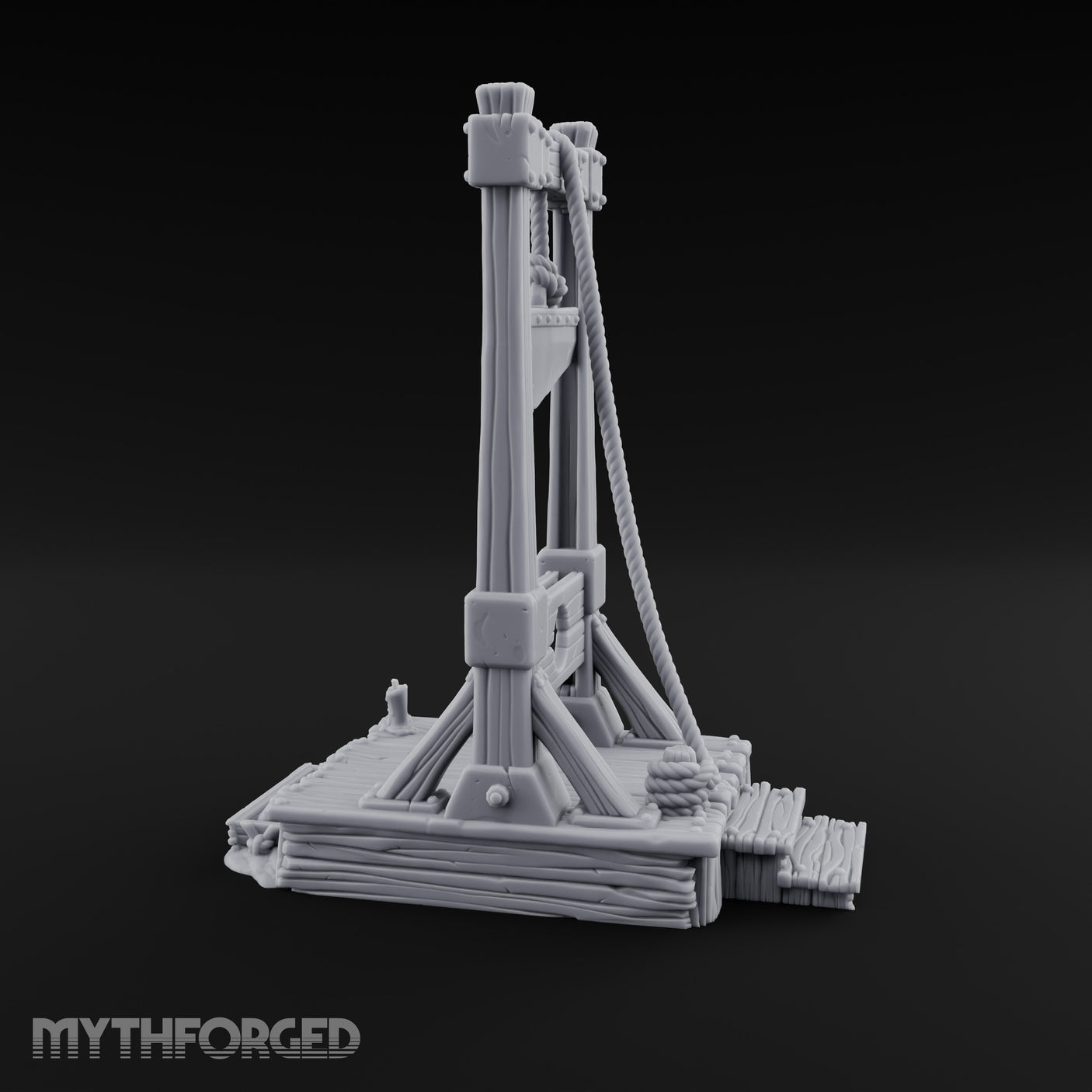 Rope-Hung Plank-Platformed Guillotine Execution Block Miniature for Dungeons and Dragons, Pathfinder or other TTRPGs