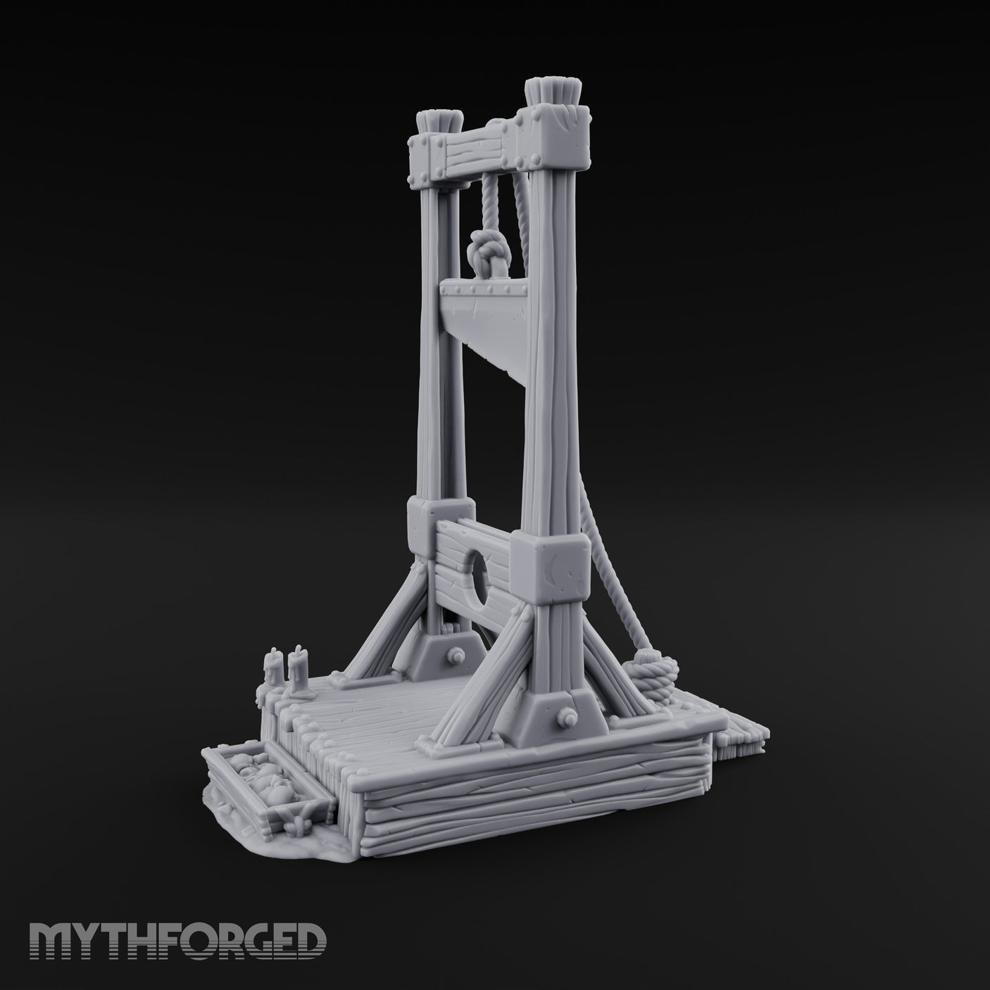 Rope-Hung Plank-Platformed Guillotine Execution Block Miniature for Dungeons and Dragons, Pathfinder or other TTRPGs