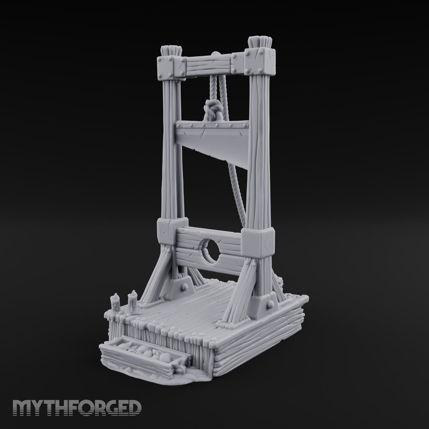 Rope-Hung Plank-Platformed Guillotine Execution Block Miniature for Dungeons and Dragons, Pathfinder or other TTRPGs