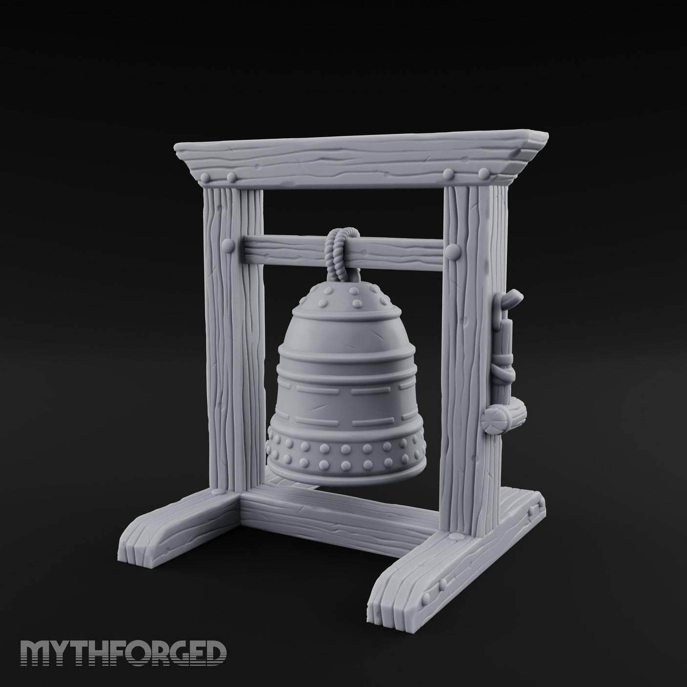 Rope-Hung Rivet-Studded Temple Bell Stand
