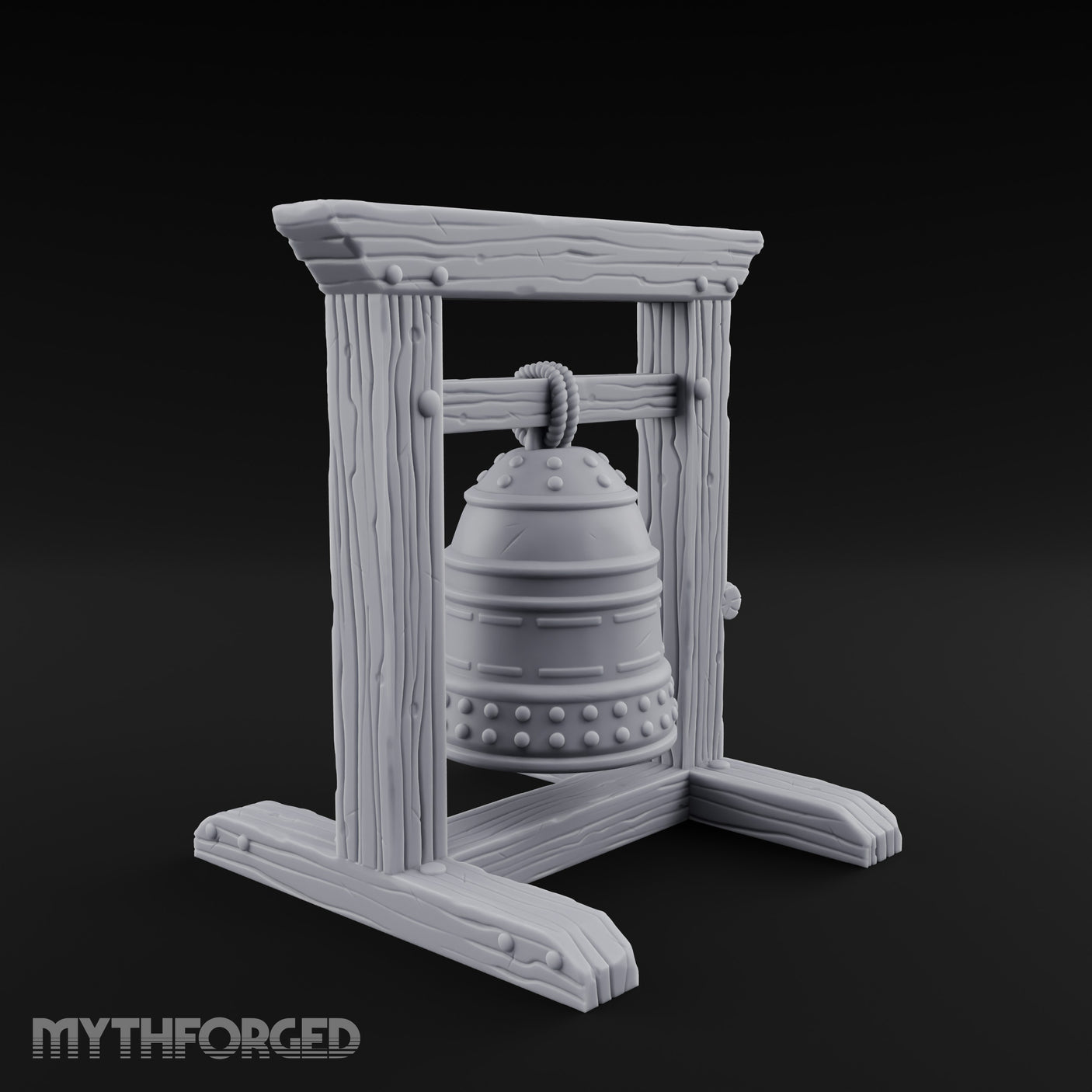 Rope-Hung Rivet-Studded Temple Bell Stand gallery 3