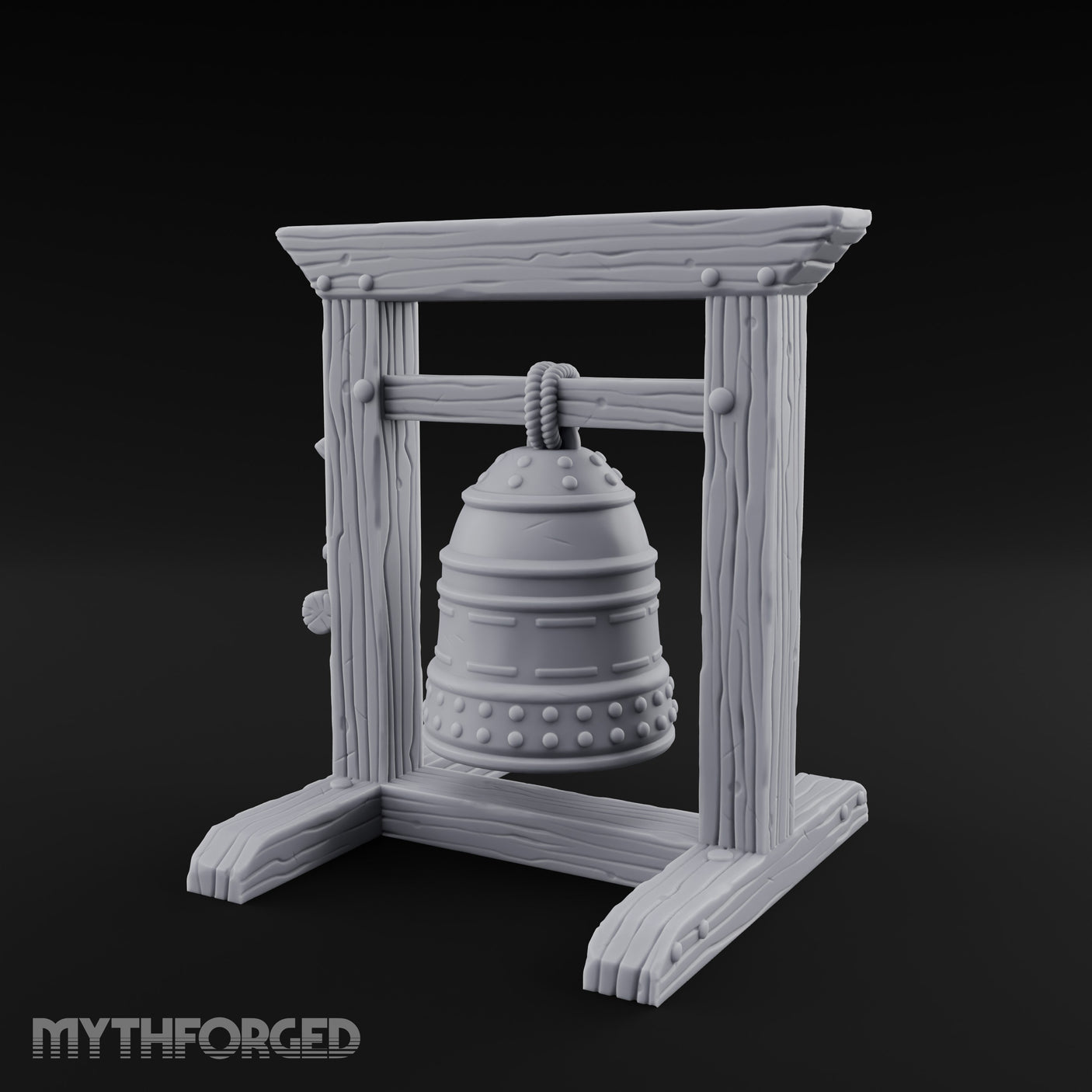 Rope-Hung Rivet-Studded Temple Bell Stand gallery 5
