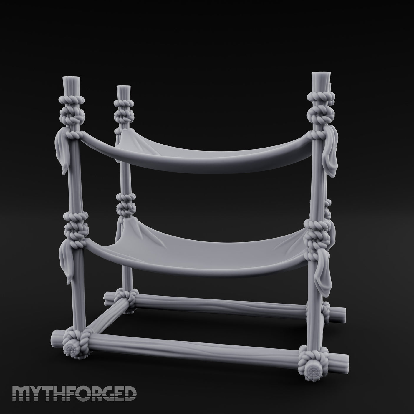 Rope-Knotted Double Hammock Miniature for Dungeons and Dragons, Pathfinder or other TTRPGs
