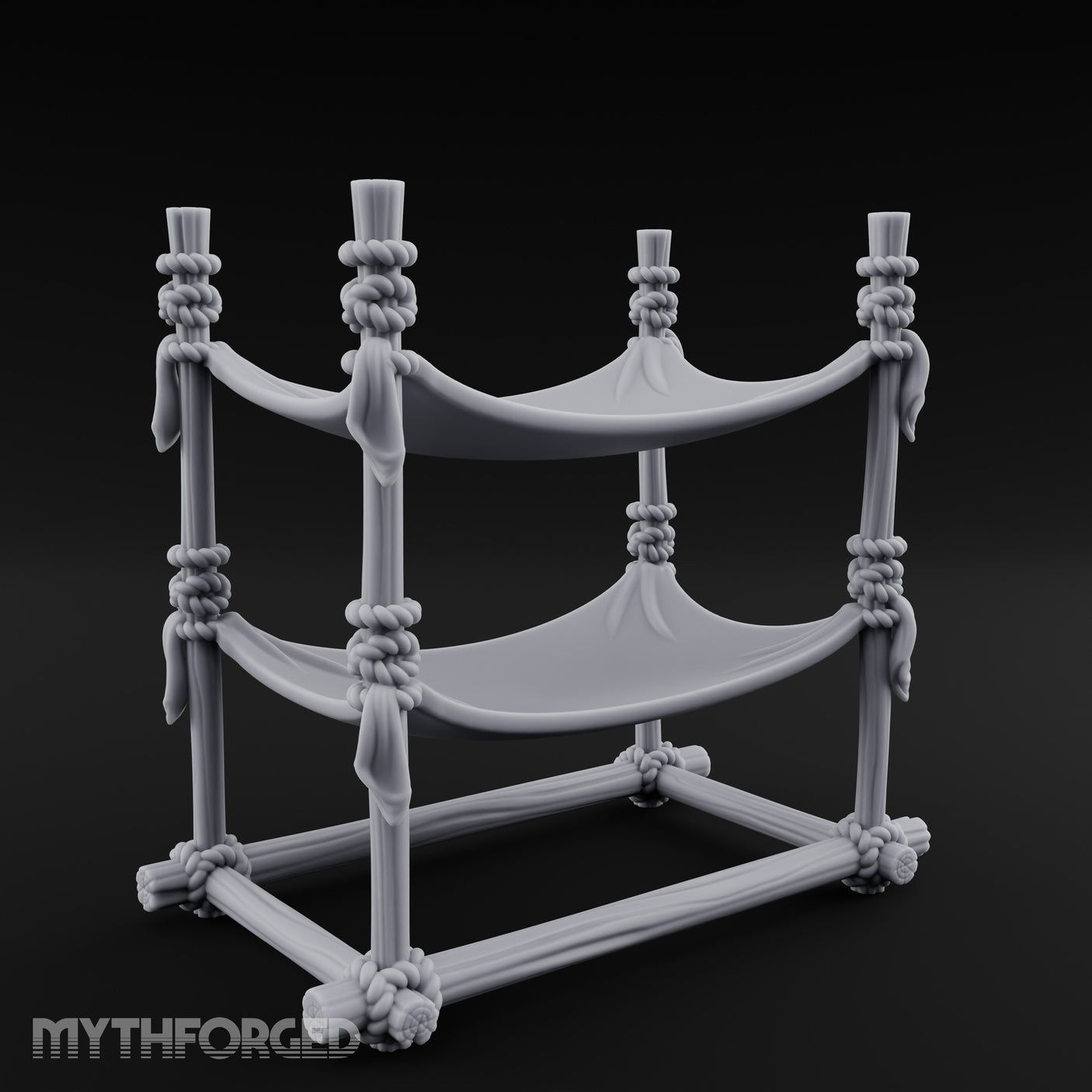 Rope-Knotted Double Hammock Miniature for Dungeons and Dragons, Pathfinder or other TTRPGs