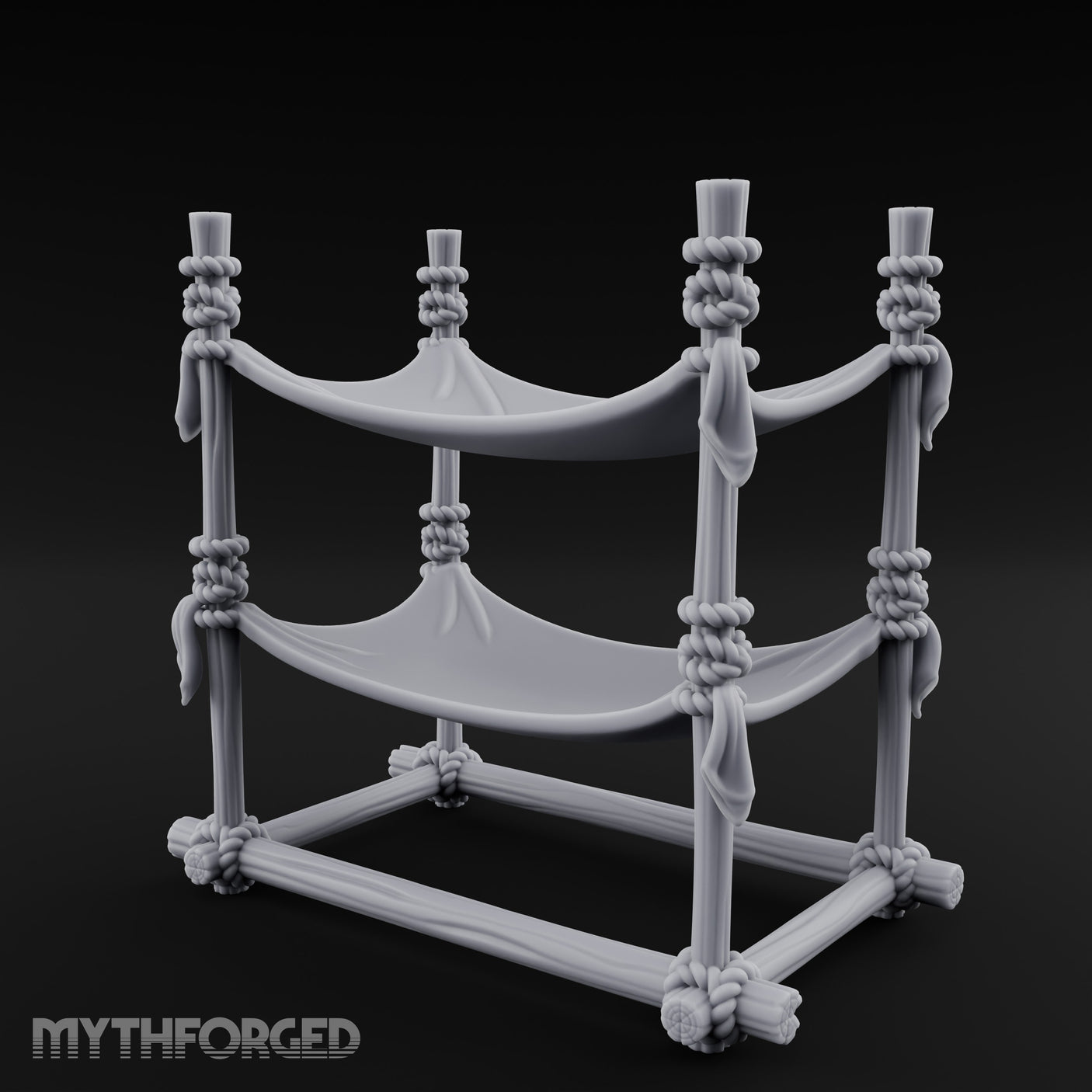 Rope-Knotted Double Hammock Miniature for Dungeons and Dragons, Pathfinder or other TTRPGs