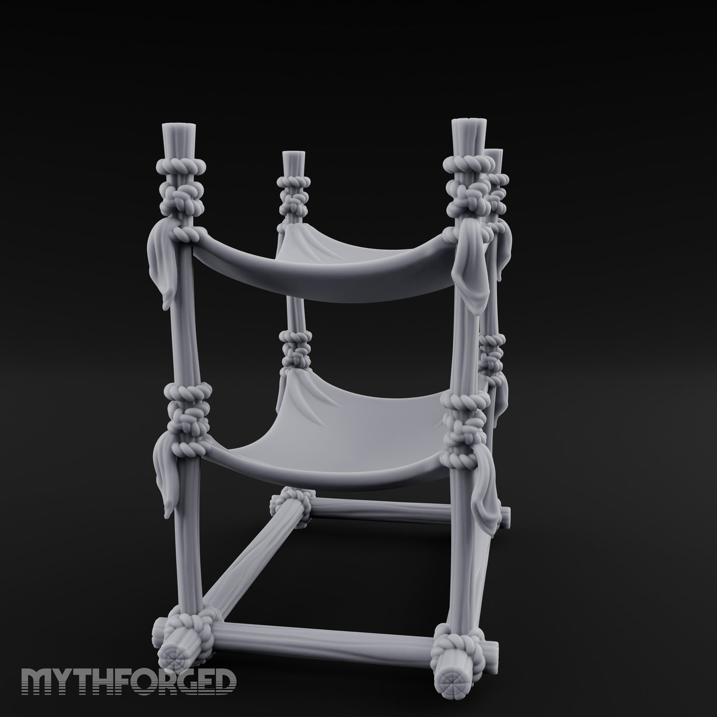 Rope-Knotted Double Hammock Miniature for Dungeons and Dragons, Pathfinder or other TTRPGs