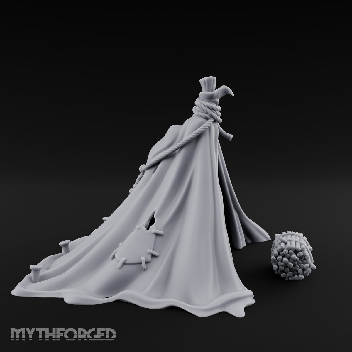Rope-Knotted Firewood-Stocked Wilderness Tent Camp Miniature for Dungeons and Dragons, Pathfinder or other TTRPGs