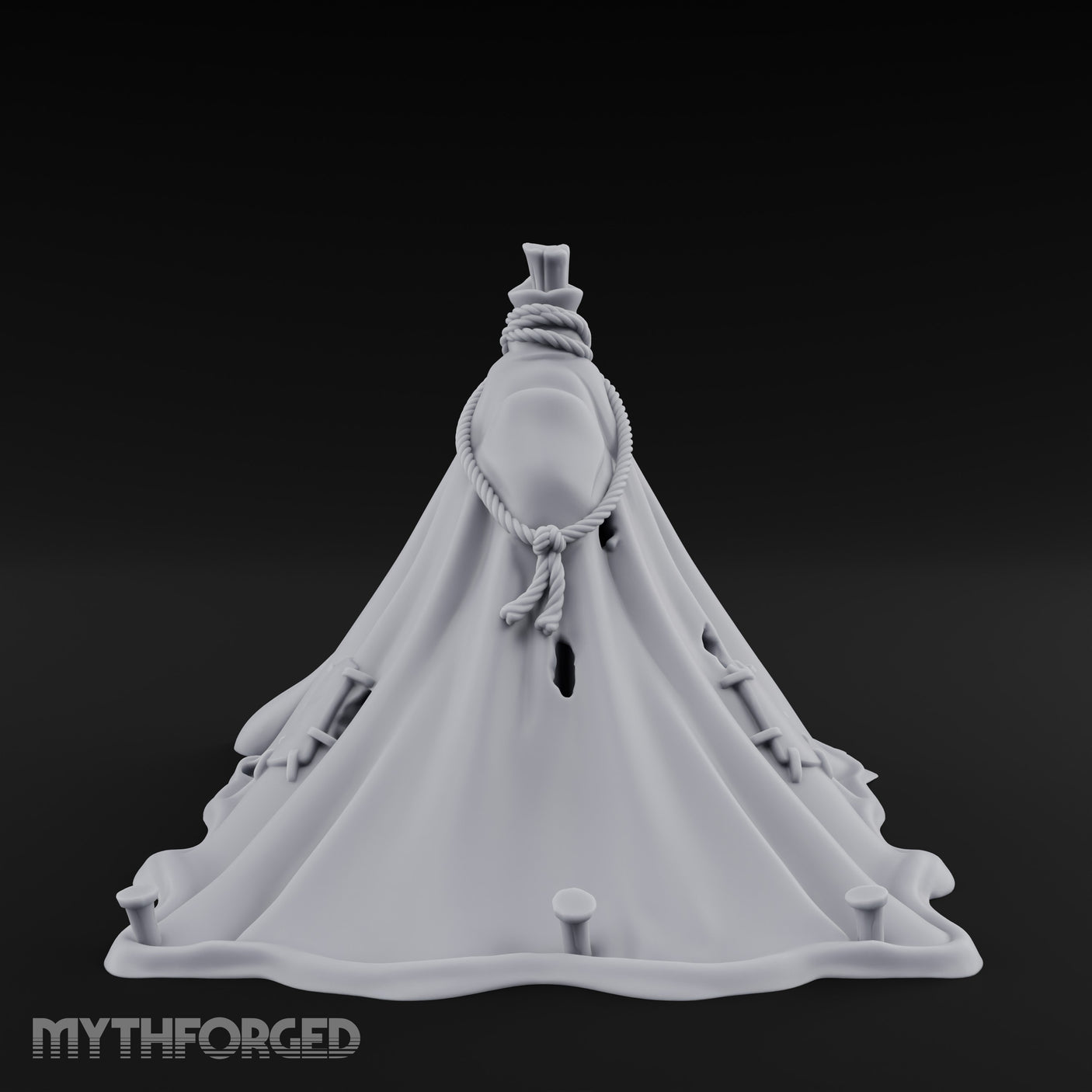 Rope-Knotted Firewood-Stocked Wilderness Tent Camp Miniature for Dungeons and Dragons, Pathfinder or other TTRPGs
