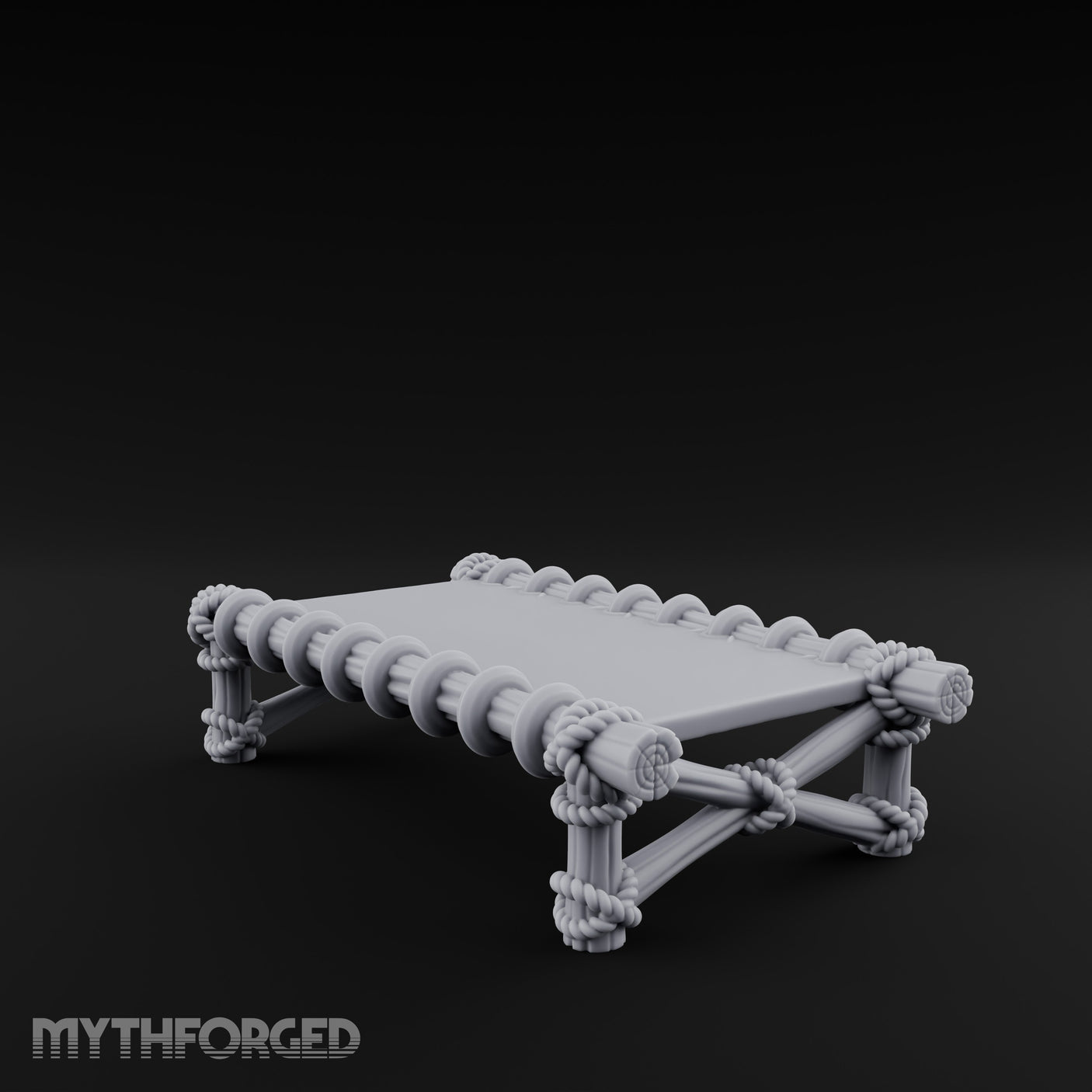 Rope-Lashed Cross-Braced Pirate Rope Bed Miniature for Dungeons and Dragons, Pathfinder or other TTRPGs